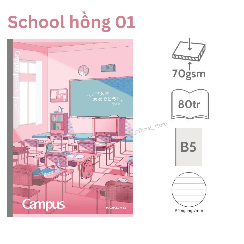 Tập Sinh Viên 80tr Campus – School B5 DL70gsm Kẻ Ngang NB-B5L80JF-01 (Giao mẫu ngẫu nhiên)