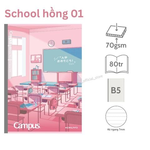 Tập Sinh Viên 80tr Campus – School B5 DL70gsm Kẻ Ngang NB-B5L80JF-01 (Giao mẫu ngẫu nhiên)