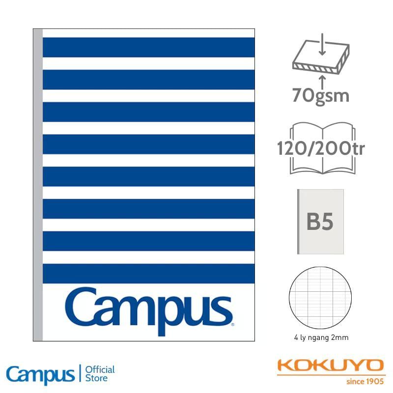 Tập Sinh Viên 200tr Campus – Repete B5S B5 DL70gsm 4 Ly Ngang BSREP200 (Giao mẫu ngẫu nhiên)