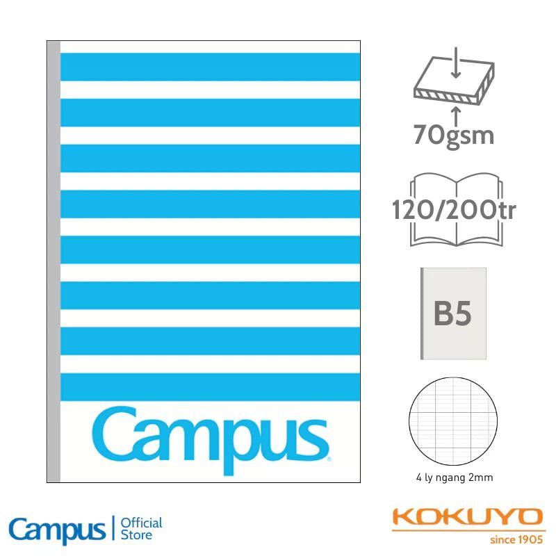 Tập Sinh Viên 200tr Campus – Repete B5S B5 DL70gsm 4 Ly Ngang BSREP200 (Giao mẫu ngẫu nhiên)