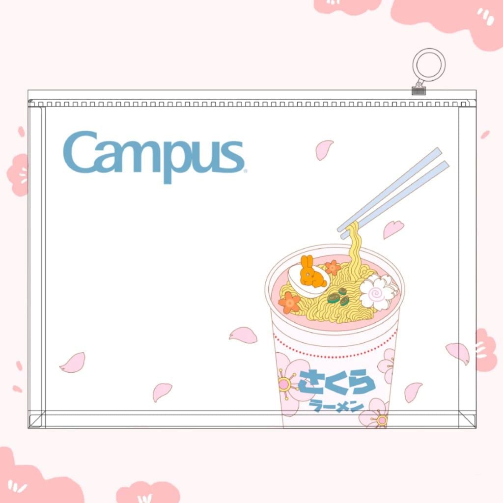 Campus - Túi Đựng Tài Liệu Kawaii Nhựa Pp Khóa Zip Màu Tím Hồng