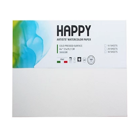 (Ksd-893853064293)Mont Marte Giấy Happy Watercolor 300G A4 10S, Ha300A4 (10 Tờ)