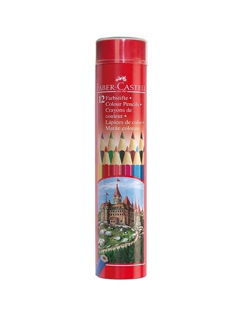Chì Màu Lục Giác Castle -12 Màu Dài (Hộp Thiếc Tròn) Faber Castell