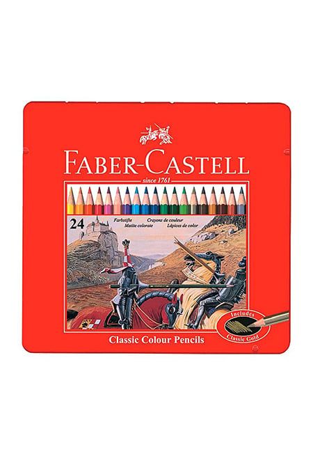 Bút Chì Màu Faber Castell RL Classic (Hộp Thiếc 24 Màu Dài)