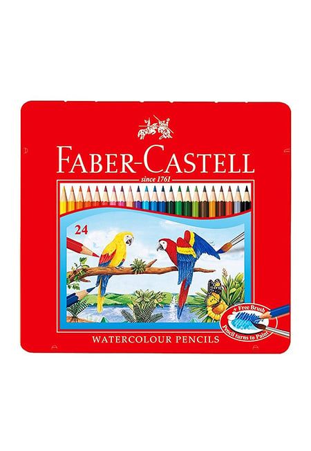 Bút Chì Màu Nước Faber Castell WS Parrot (Hộp Thiếc 24 Màu Dài)