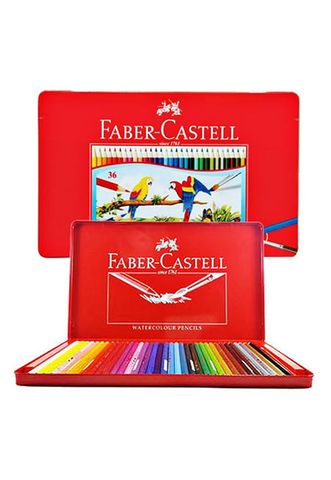 Bút Chì Màu Nước Faber Castell WS Parrot (Hộp Thiếc 36 Màu Dài)