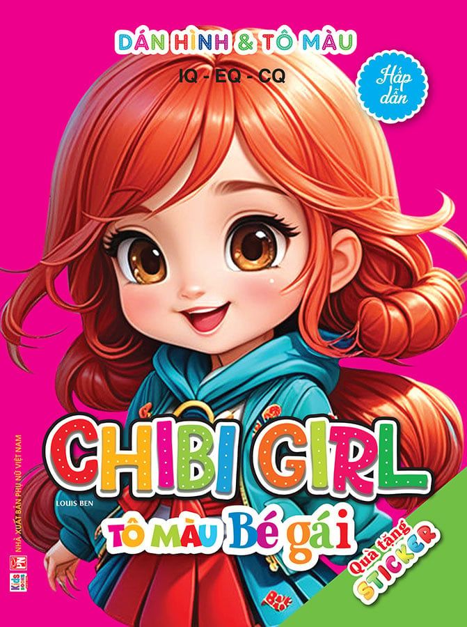 Dán Hình Và Tô Màu IQ-EQ-CQ - Chibi Girl - Tô Màu Bé Gái - Hấp Dẫn