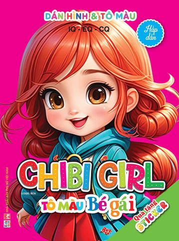 Dán Hình Và Tô Màu IQ-EQ-CQ - Chibi Girl - Tô Màu Bé Gái - Hấp Dẫn