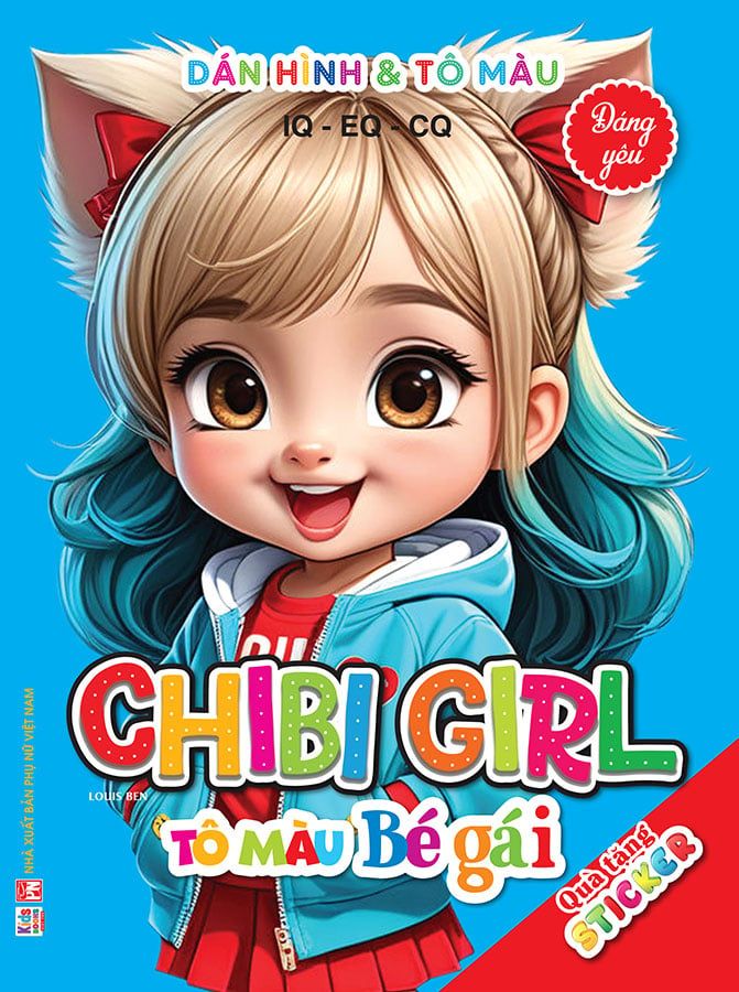 Dán Hình Và Tô Màu IQ-EQ-CQ - Chibi Girl - Tô Màu Bé Gái - Đáng Yêu