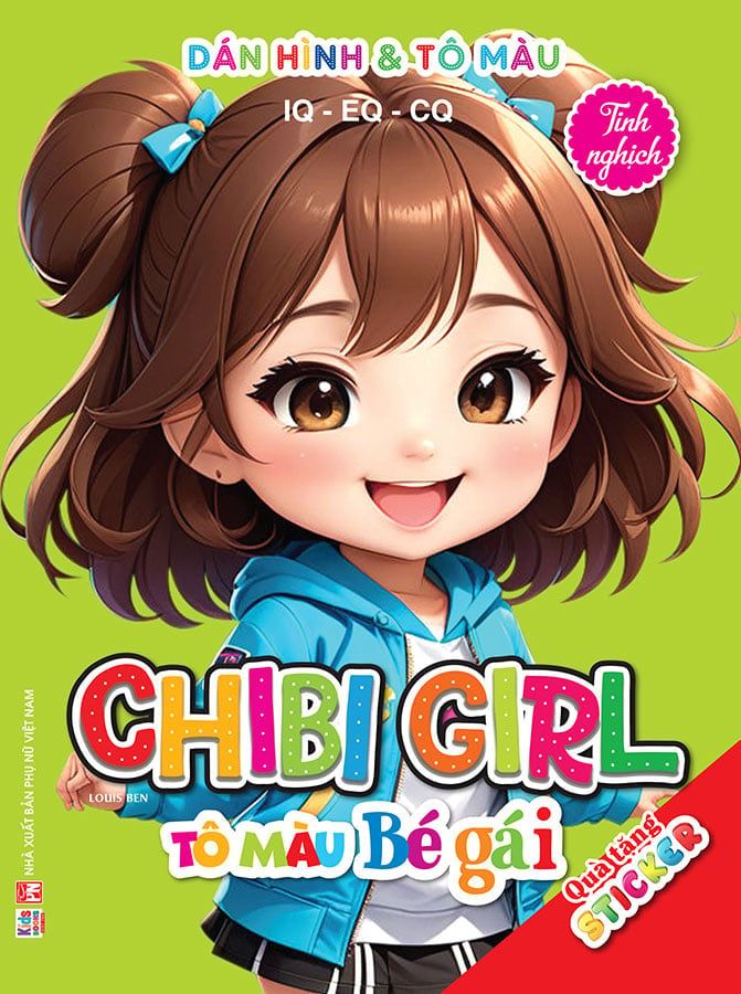 Dán Hình Và Tô Màu IQ-EQ-CQ - Chibi Girl - Tô Màu Bé Gái - Tinh Nghịch