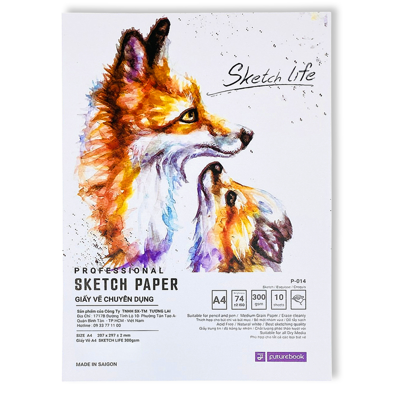 Future - Giấy Vẽ Chuyên Dụng A4 ĐL300gsm Sketch Life P-014 (Xấp 10 tờ) (Giao mẫu ngẫu nhiên)