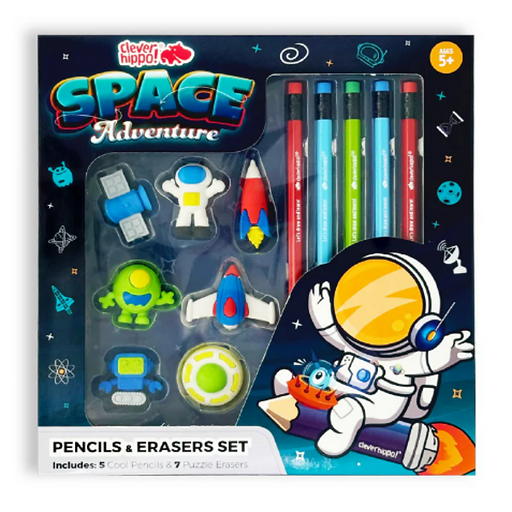 Cleverhippo - Combo Gôm Và Bút Chì Space Adventure Ps04 (0035)