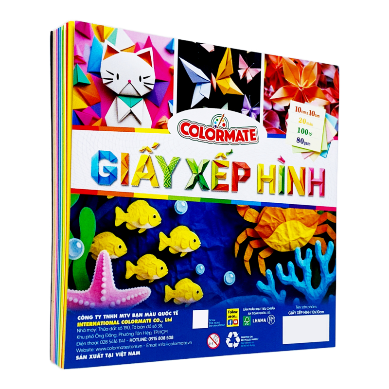 Colormate - Giấy Mỹ Thuật Xếp Hình 10x10cm 115268 (100 Tờ) (Giao màu ngẫu nhiên)