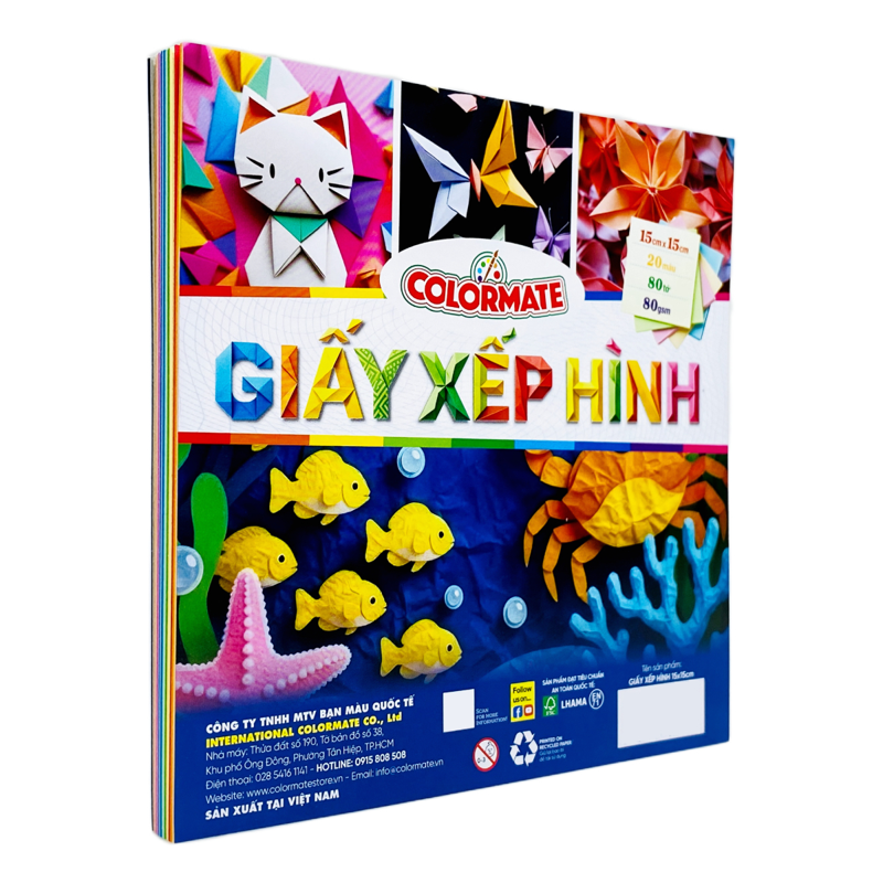 Colormate - Giấy Mỹ Thuật Xếp Hình 15x15cm 115251 (80 tờ) (Giao màu ngẫu nhiên)