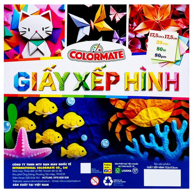 Colormate - Giấy Mỹ Thuật Xếp Hình 15x15cm 115251 (80 tờ) (Giao màu ngẫu nhiên)