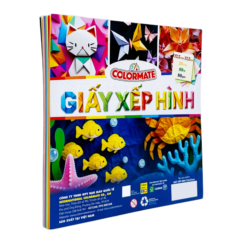 Colormate - Giấy Mỹ Thuật Xếp Hình 17.5X17.5Cm 115244 (80 tờ) (Giao màu ngẫu nhiên)