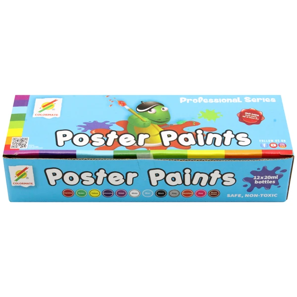 Colormate 12 Chai Màu Vẽ Poster Paint 20Ml