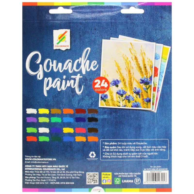 Colormate 24 Tuýp Màu Vẽ Gouache