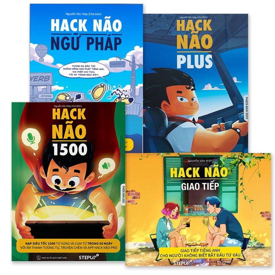 Combo Hack Não: Hack Não 1500 - Hack Não Plus 2022 - Hack Não Giao Tiếp - Hack Não Ngữ Pháp (Bộ 4 cuốn)