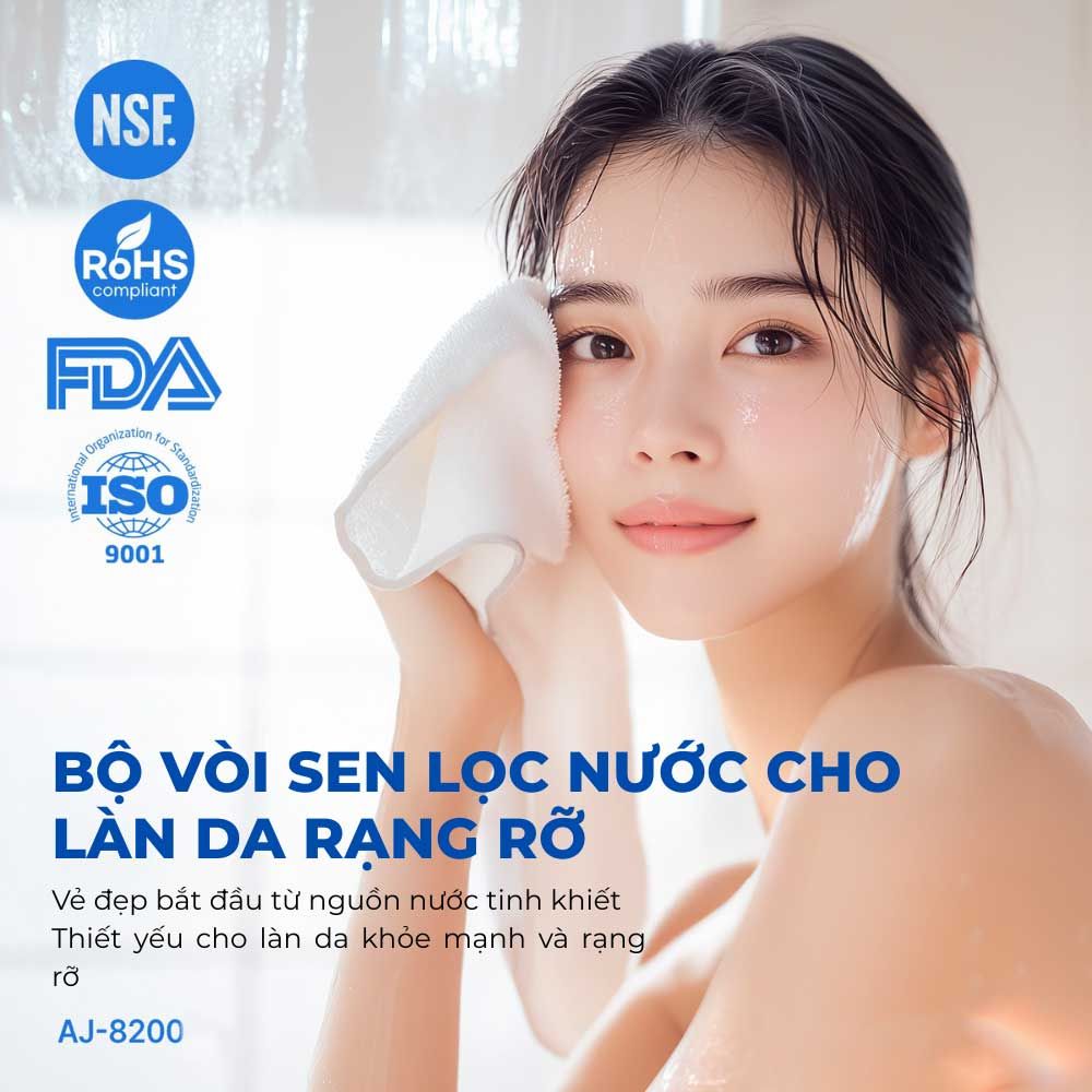 Combo Vòi Hoa Sen Lọc Nước Và 3 Bộ Lõi Lọc Atojet AJ-8200