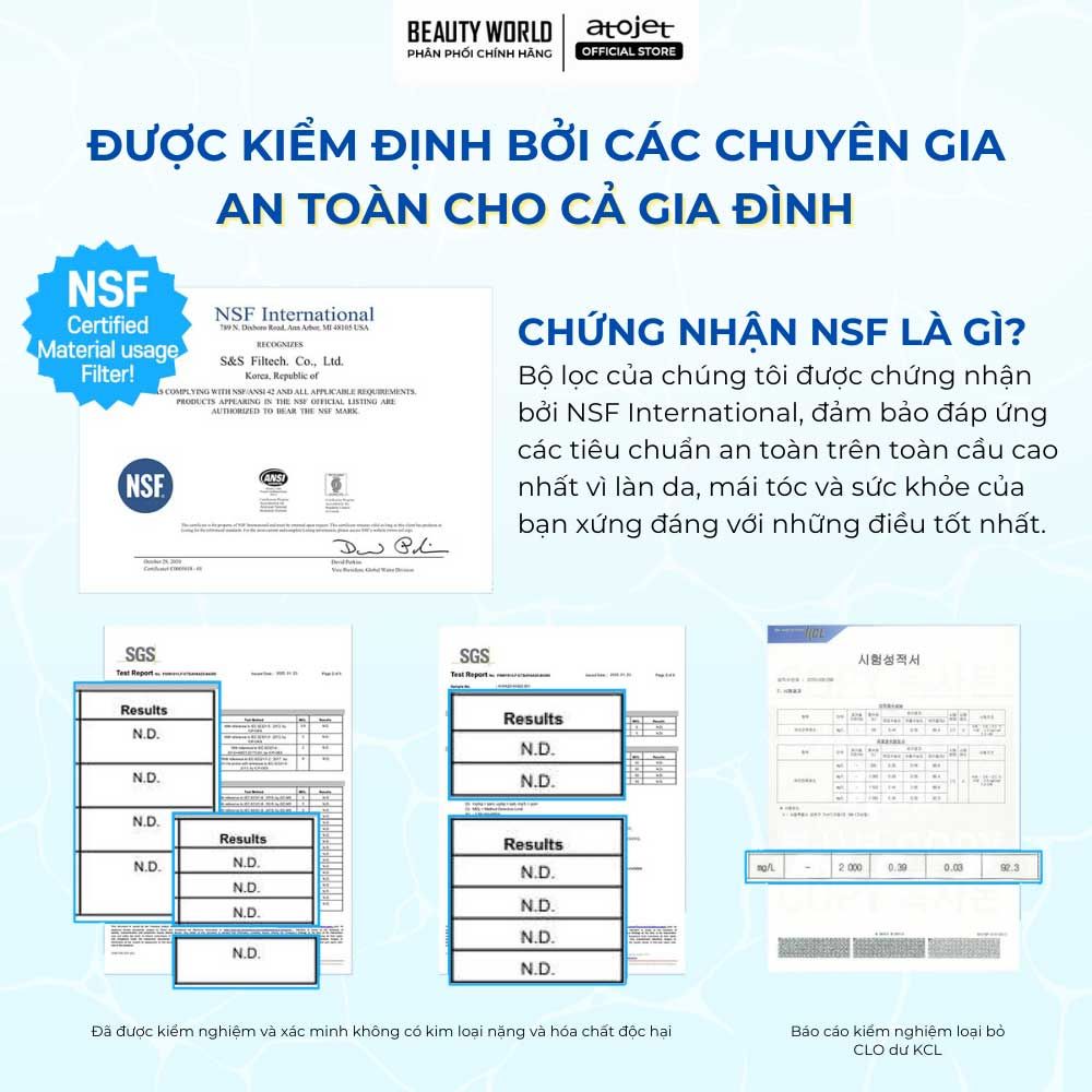 Combo Vòi Hoa Sen Lọc Nước Và 3 Bộ Lõi Lọc Atojet AJ-8200