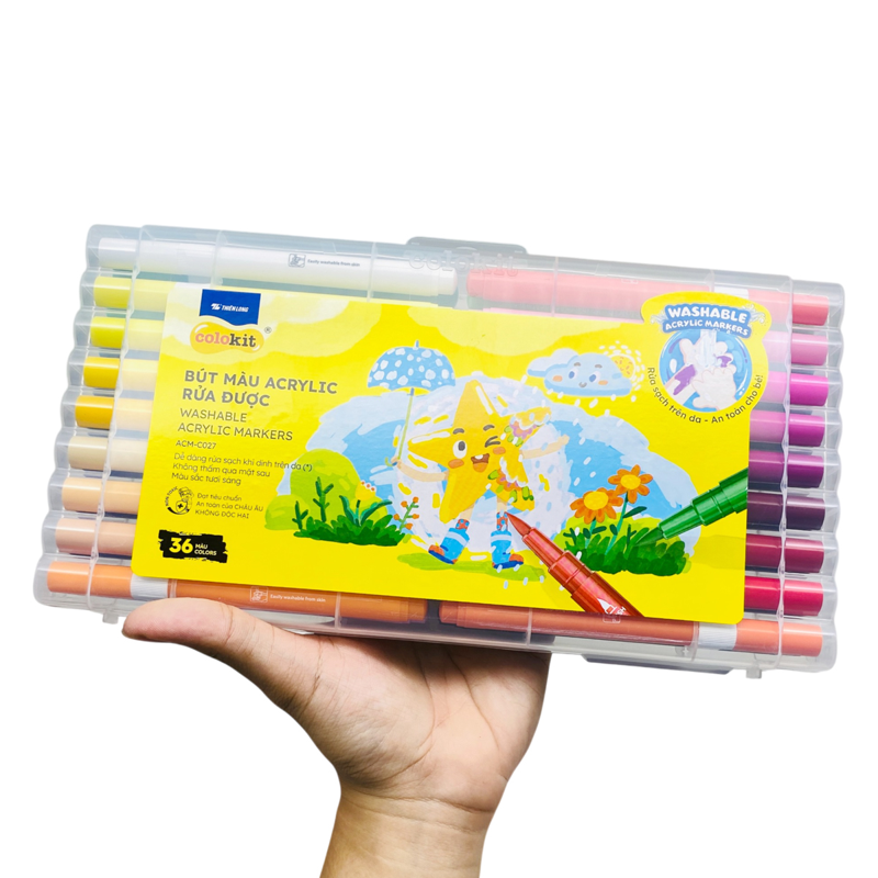 Hộp 36 Bút Màu Colokit Acrylic Rửa Được 2 Đầu ACM-C027
