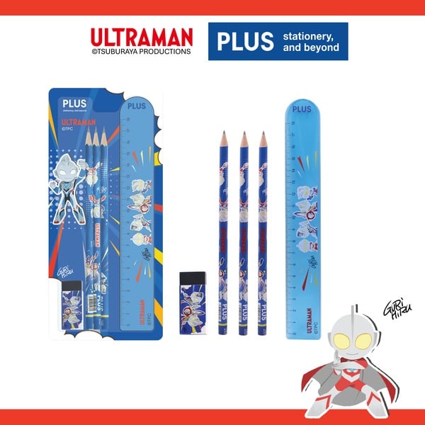 Plus - Bút Chì Ultraman Set 3 + Eraser +Ruler - 600-V027