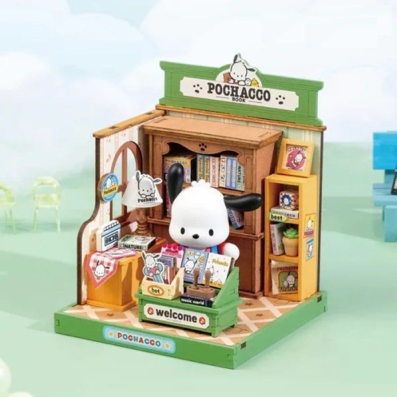 Robotime Đồ Chơi Lắp Ráp Sanrio Tiệm Sách Đáng Yêu Của Pochacco DA003