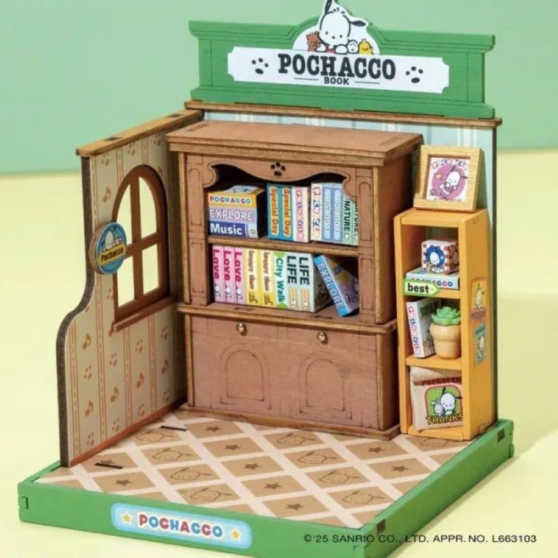 Robotime Đồ Chơi Lắp Ráp Sanrio Tiệm Sách Đáng Yêu Của Pochacco DA003