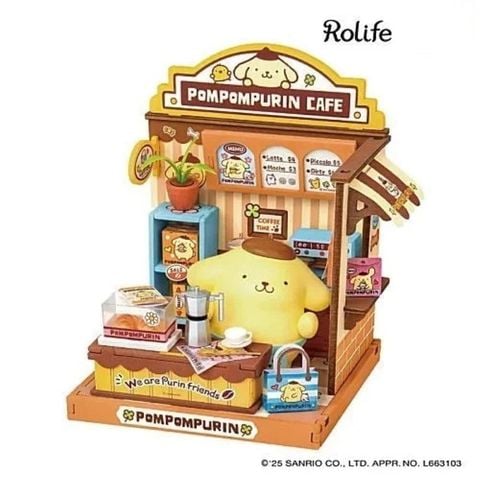 Robotime Đồ Chơi Lắp Ráp Sanrio Tiệm Cà Phê May Mắn Của Pompompurin DA004