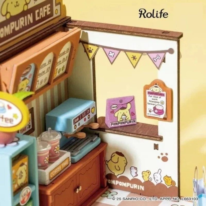 Robotime Đồ Chơi Lắp Ráp Sanrio Tiệm Cà Phê May Mắn Của Pompompurin DA004