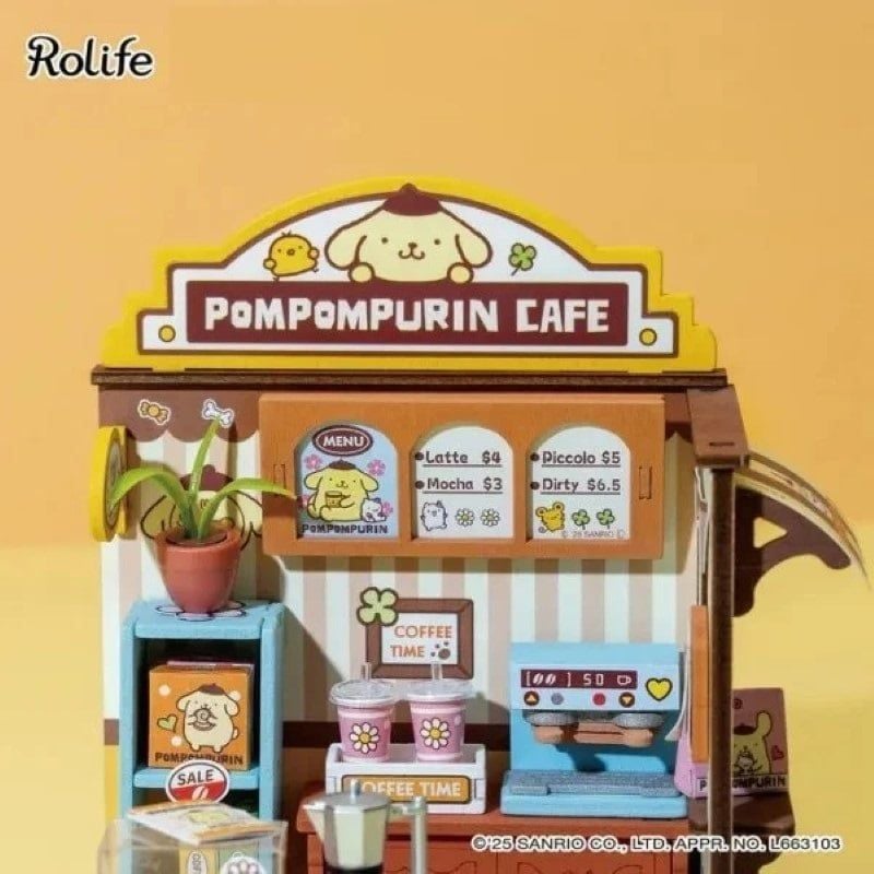 Robotime Đồ Chơi Lắp Ráp Sanrio Tiệm Cà Phê May Mắn Của Pompompurin DA004