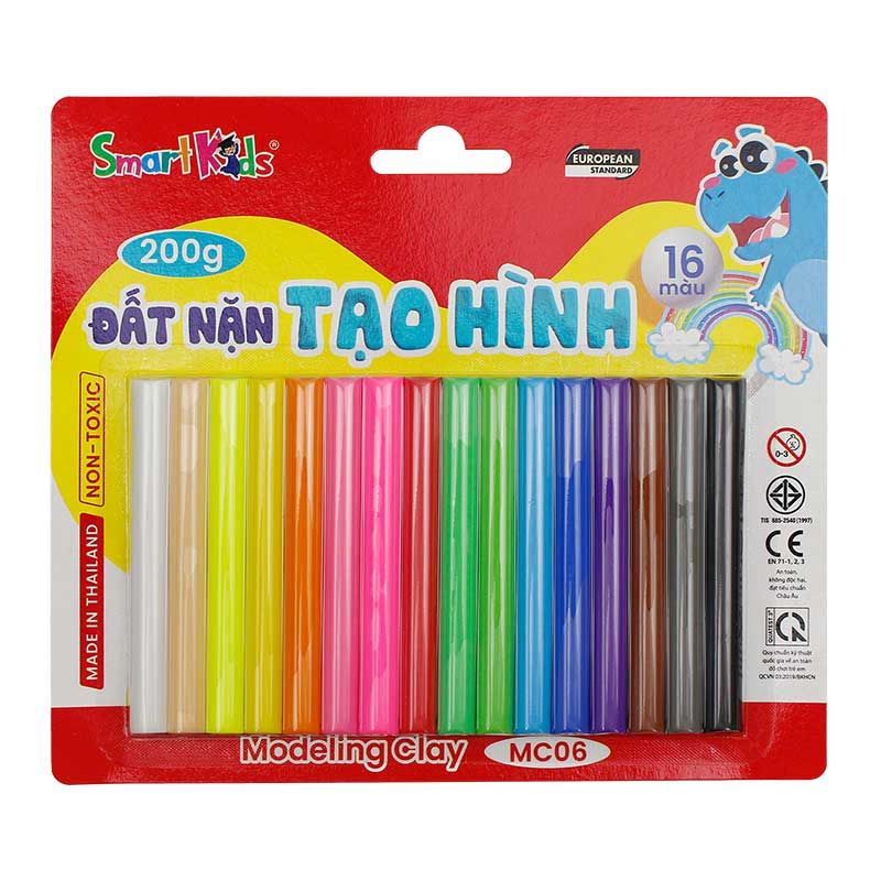 Đất Nặn SmartKids Vỉ Nhựa 200G MC06 (16 Màu/Vỉ)