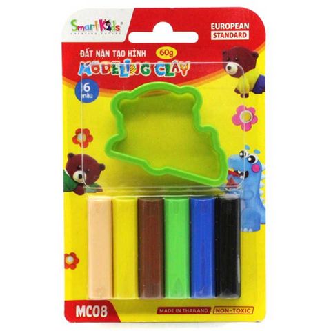 Đất Nặn SmartKids Vỉ Nhựa 60G + 1 Khuôn MC08 (6 Màu/Vỉ)