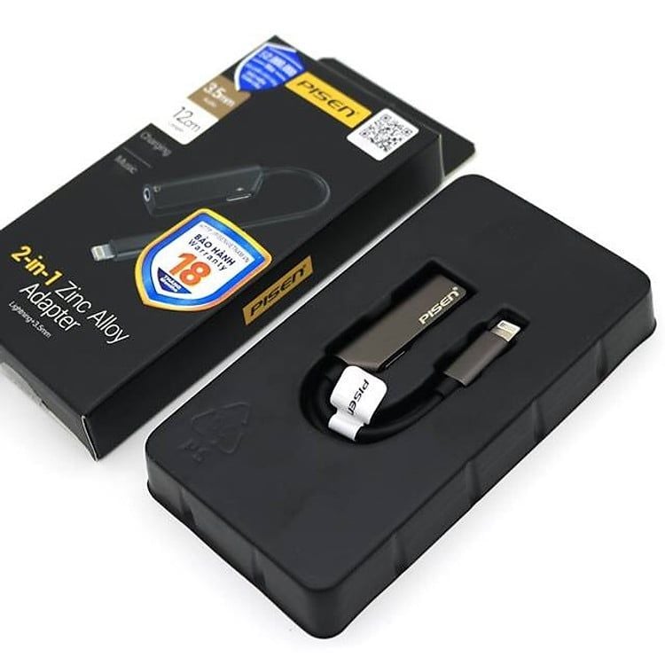 Đầu Chuyển Pisen 2-IN-1 Zinc Alloy (Charging, Music, Lighining Audio)