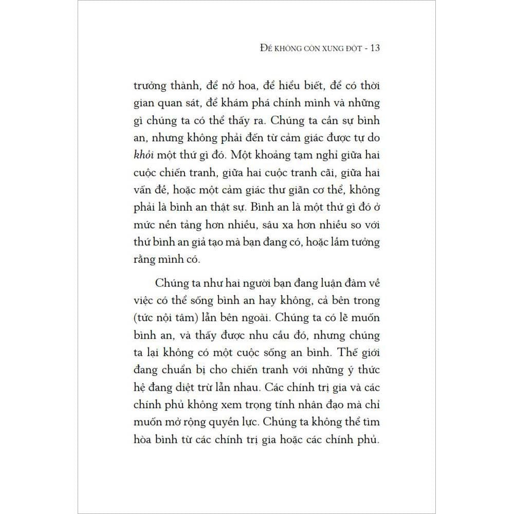 Để Không Còn Xung Đột