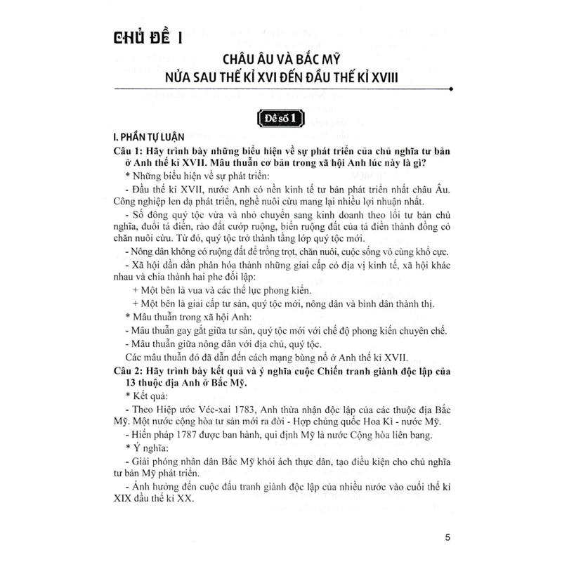 Đề Kiểm Tra, Đánh Giá Lịch Sử Lớp 8 Theo Chủ Đề