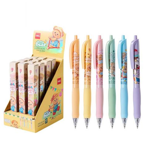 Hộp Mù Bút Gel Deli Gấu Bơ 0.5mm Màu Đen HY003