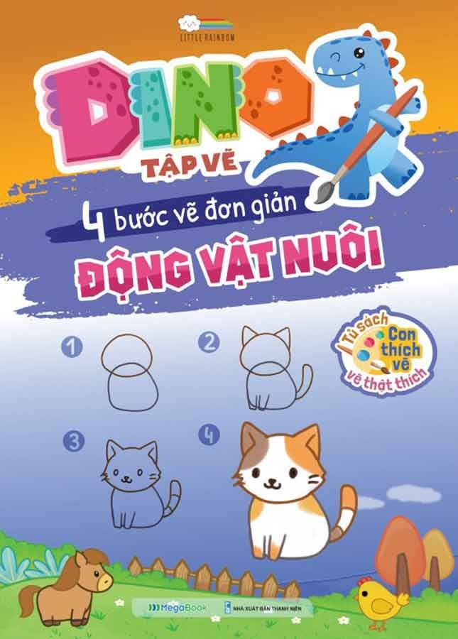 Dino Tập Vẽ - 4 Bước Vẽ Đơn Giản Động Vật Nuôi