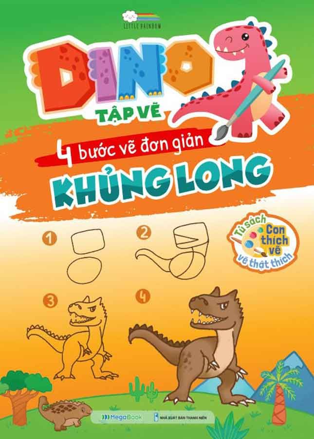 Dino Tập Vẽ - 4 Bước Vẽ Đơn Giản Khủng Long
