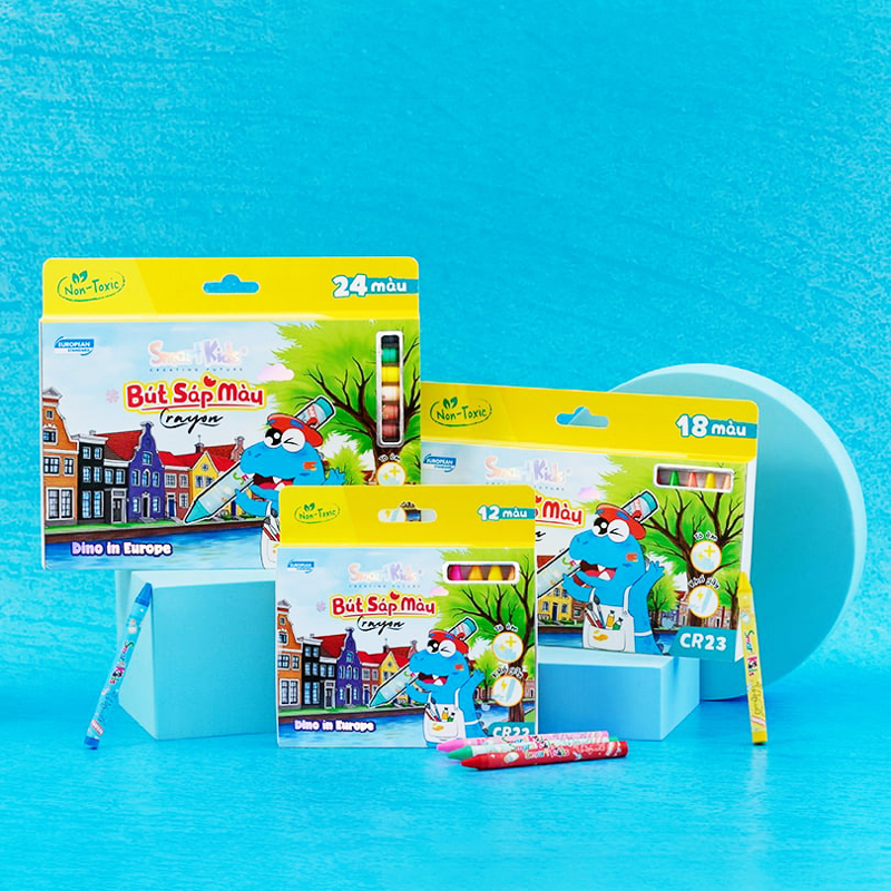 Smartkids - Hộp 24 Sáp Màu Dino In Europe CR24