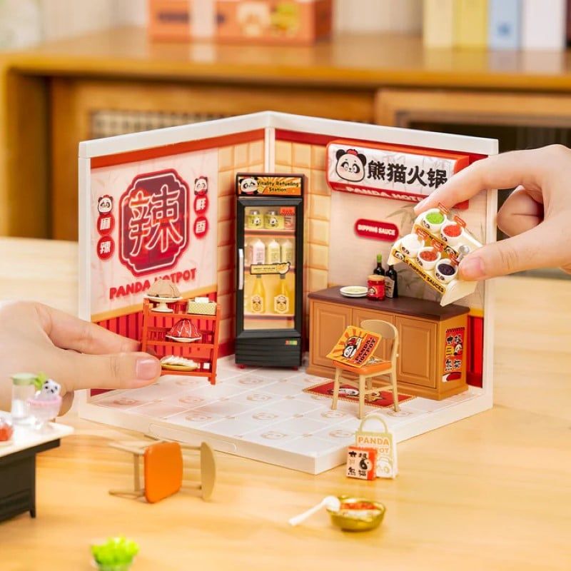 Robotime Đồ Chơi Lắp Ráp Quán Lẩu Gấu Trúc DW020