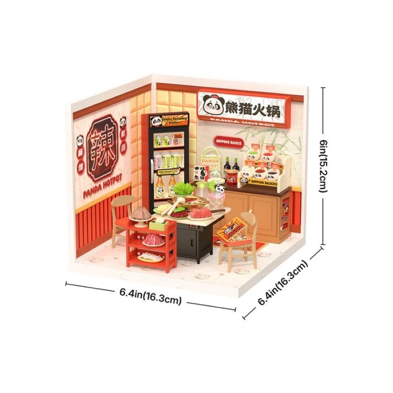 Robotime Đồ Chơi Lắp Ráp Quán Lẩu Gấu Trúc DW020