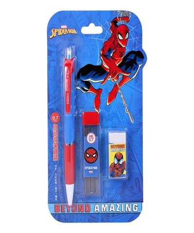 BỘ VIẾT CHÌ BẤM KÈM GÔM SPIDERMAN 0.7MM