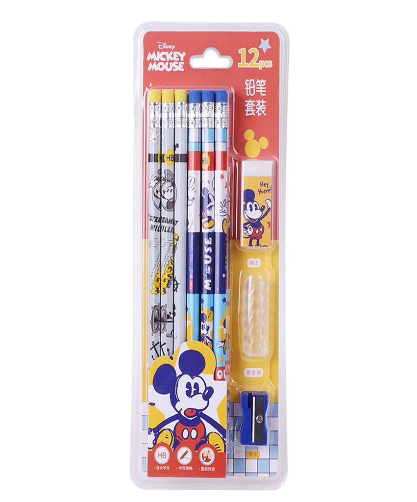 BỘ 12 VIẾT CHÌ KÈM GÔM CHUỘT MICKEY