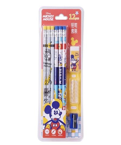 BỘ 12 VIẾT CHÌ KÈM GÔM CHUỘT MICKEY