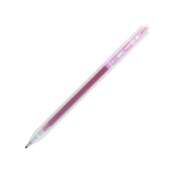 Bút Gel Bấm Deli 0.5mm EG118-DP Màu Tím Hồng
