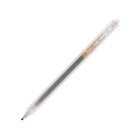 Bút Gel Bấm Deli 0.5mm EG118-LR Màu Nâu Trầm