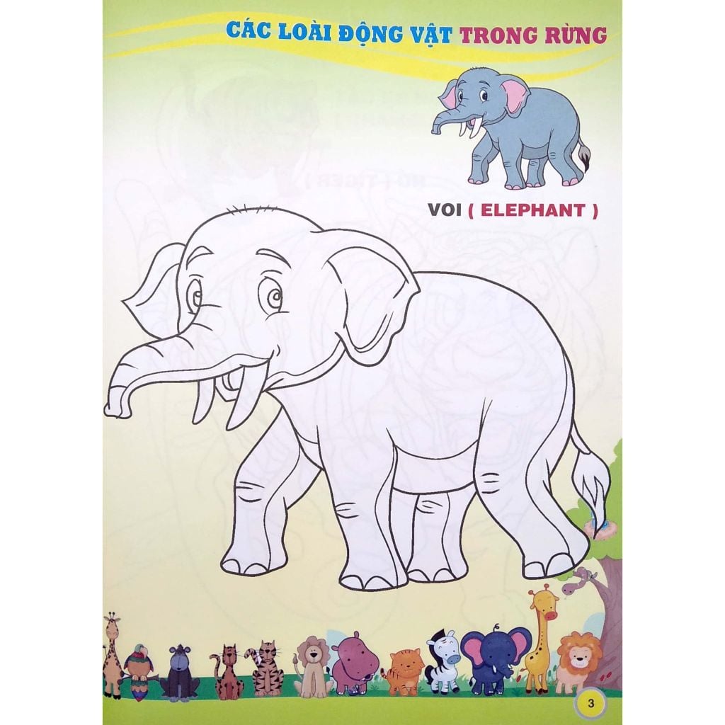 Em Tập Tô Màu Song Ngữ - Chủ Đề: Các Loài Động Vật Trong Rừng