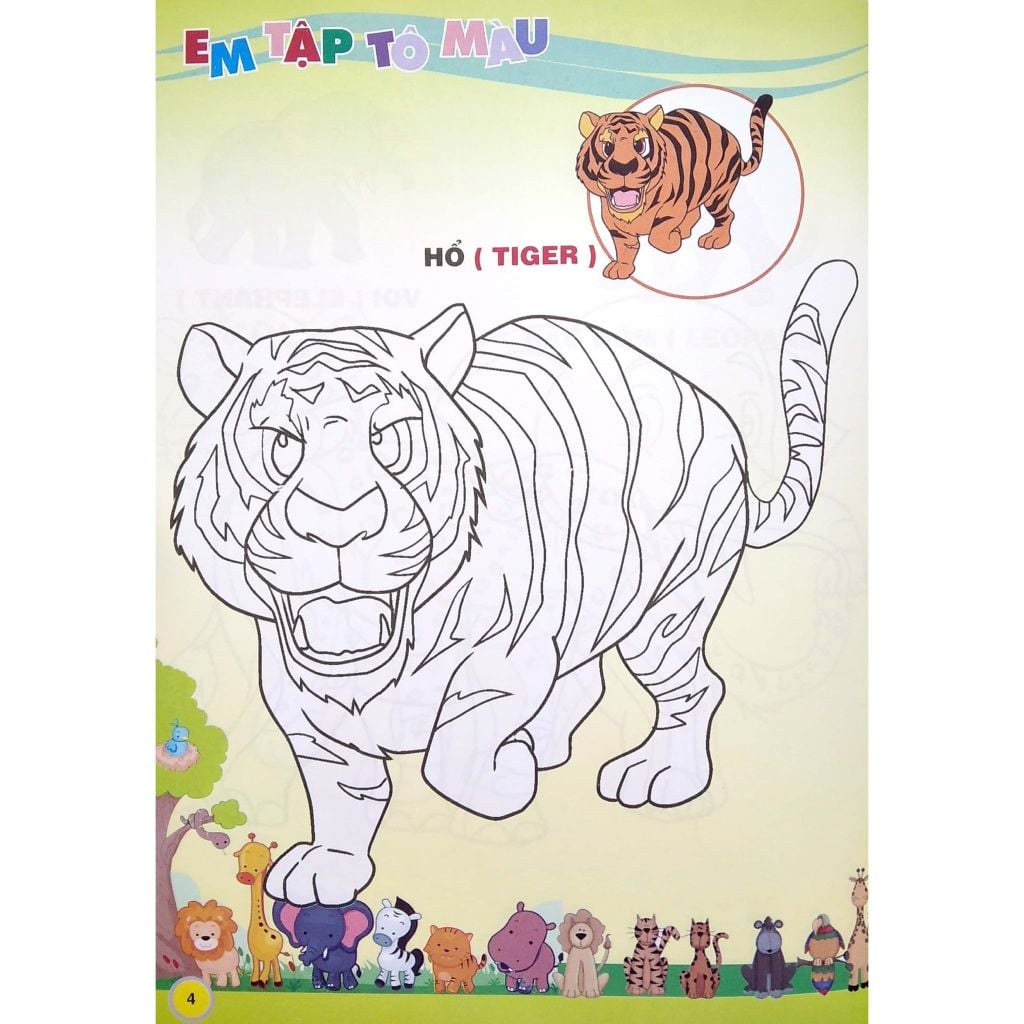 Em Tập Tô Màu Song Ngữ - Chủ Đề: Các Loài Động Vật Trong Rừng